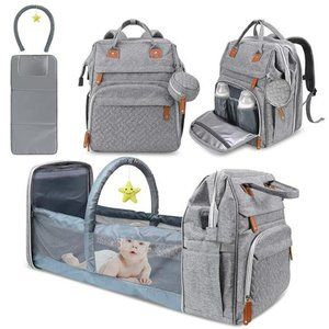 Diaper Bag Backpack, Multifunctional diaper backpack Large (Heather Grey)